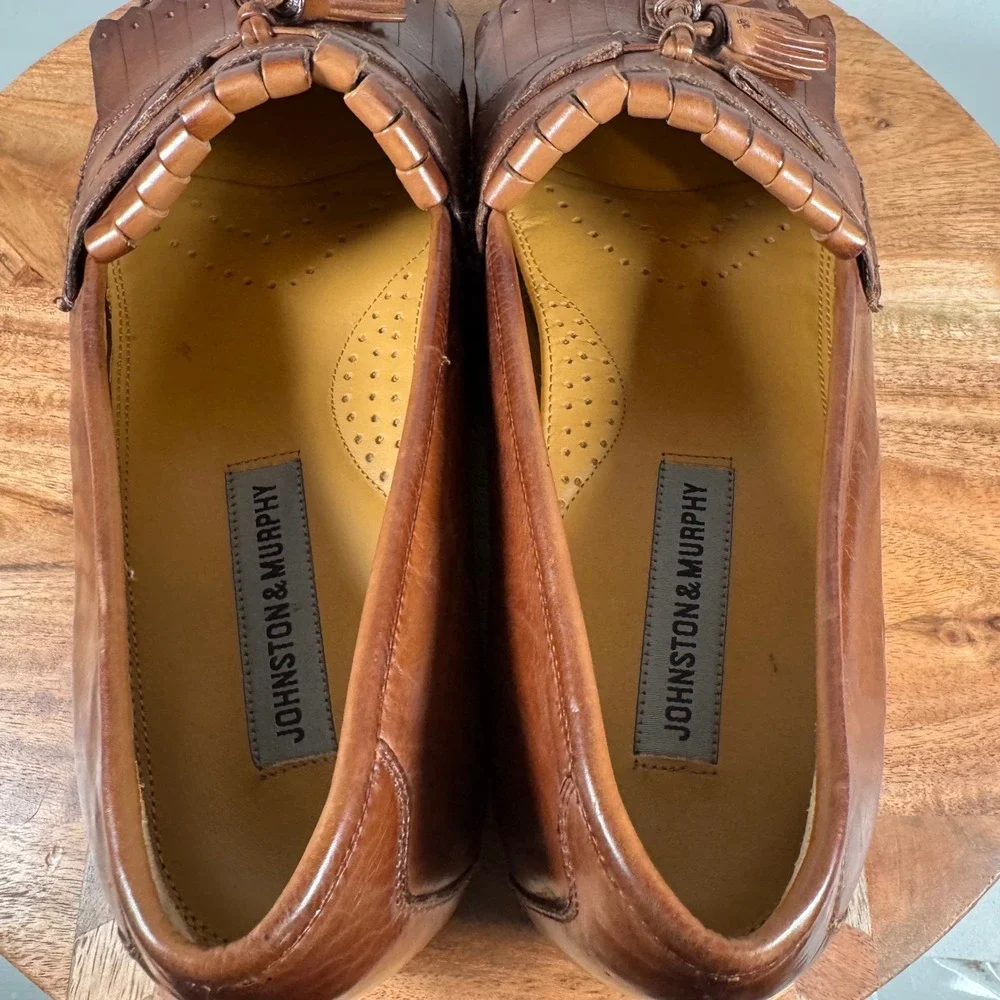 Johnston & Murphy‎ Mens Brown Leather Kiltie Tassel Loafers Size 11 M